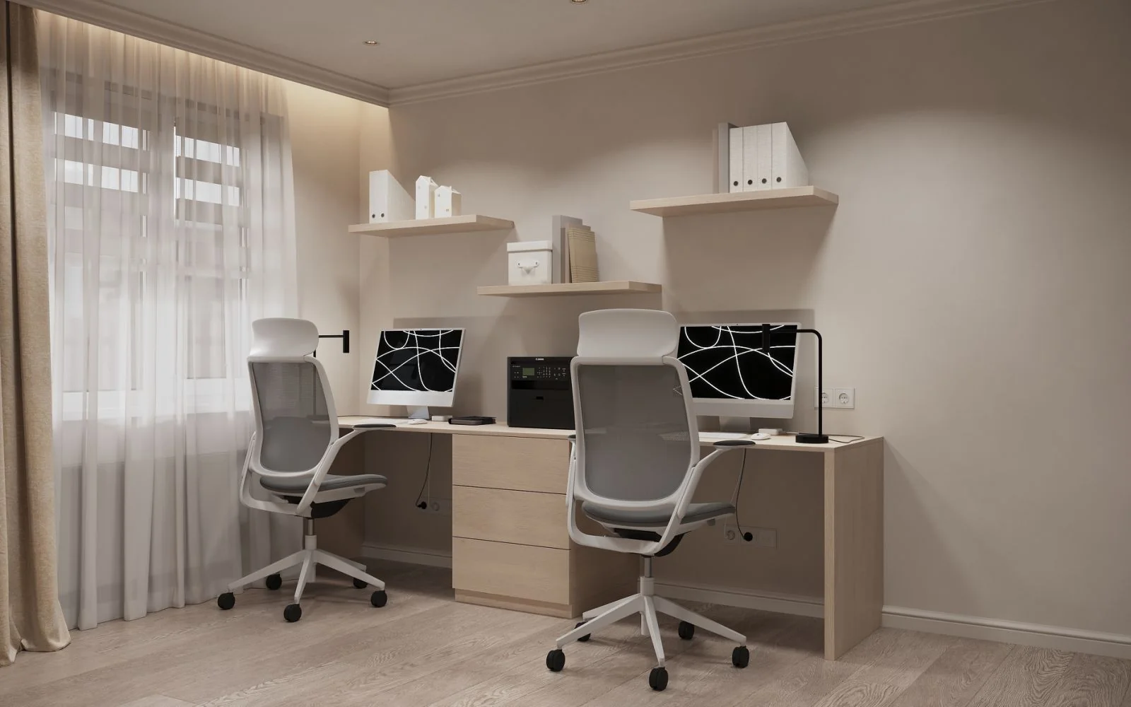 Zona de lucru a biroului în proiectul de design
